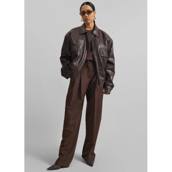 The Frankie Shop Belmont Faux Leather Jacket – Brown, view 2