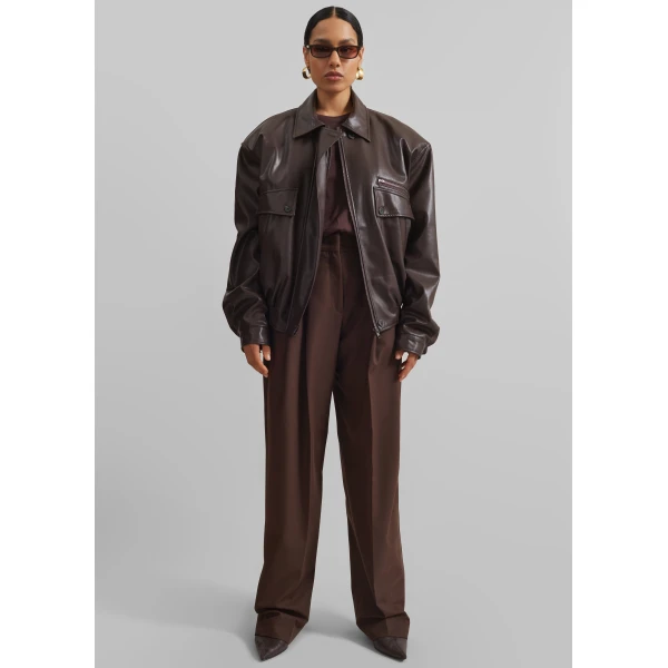 The Frankie Shop Belmont Faux Leather Jacket – Brown, view 4