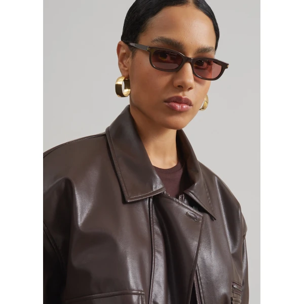 The Frankie Shop Belmont Faux Leather Jacket – Brown, view 5