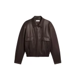 The Frankie Shop Belmont Faux Leather Jacket - Brown - Oversized Minimalist Jackets in Beige - Shop at Coveti