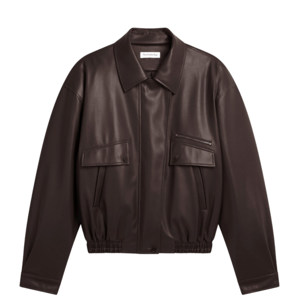 The Frankie Shop Belmont Faux Leather Jacket - Brown - Oversized Minimalist Jackets in Beige - Shop at Coveti