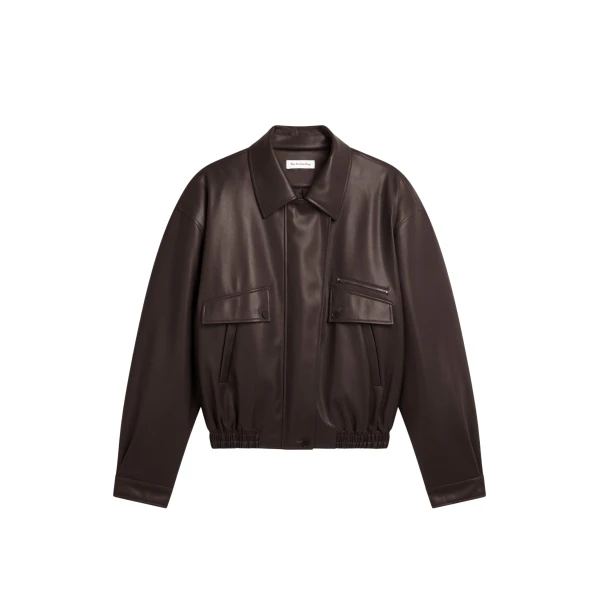 The Frankie Shop Belmont Faux Leather Jacket - Brown - Oversized Minimalist Jackets in Beige - Shop at Coveti