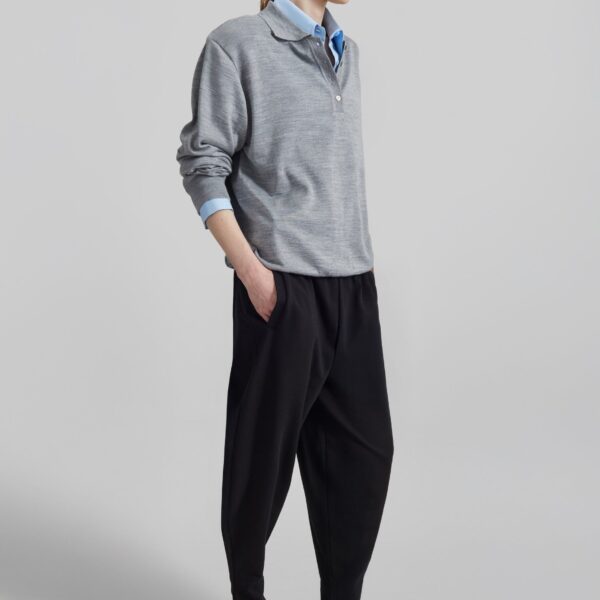 The Frankie Shop Bercy Curved Jersey Joggers - Black - Oversized Minimalist Pants in Black - Shop at Coveti