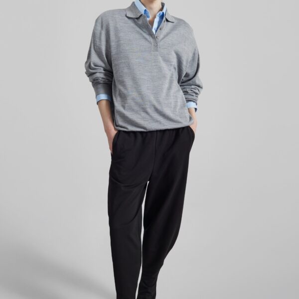 The Frankie Shop Bercy Curved Jersey Joggers - Black - Oversized Minimalist Pants in Black - Shop at Coveti