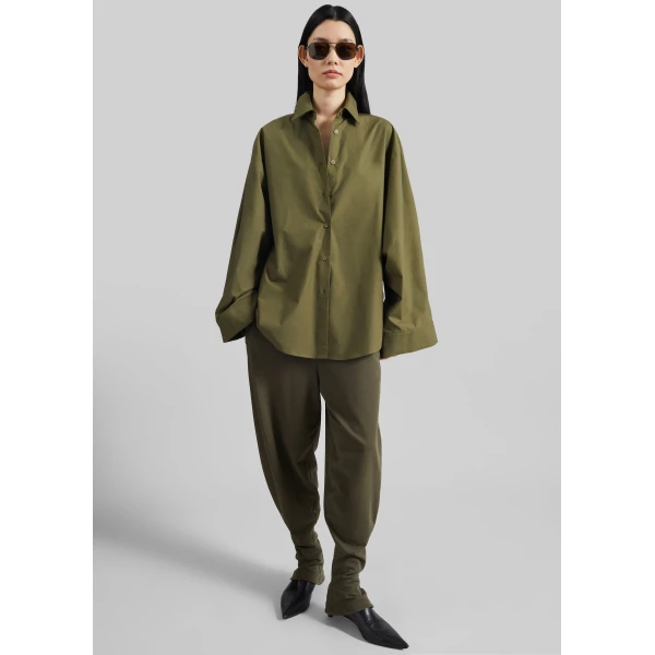 The Frankie Shop Bercy Curved Jersey Joggers – Olive, view 2