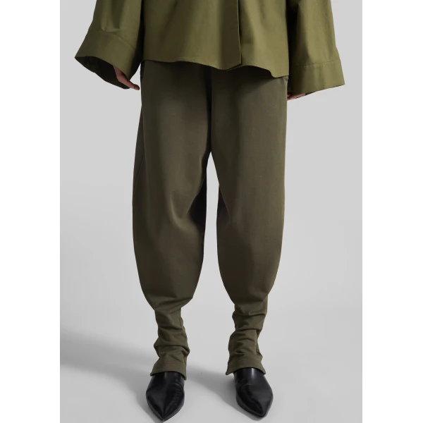 The Frankie Shop Bercy Curved Jersey Joggers – Olive, view 3