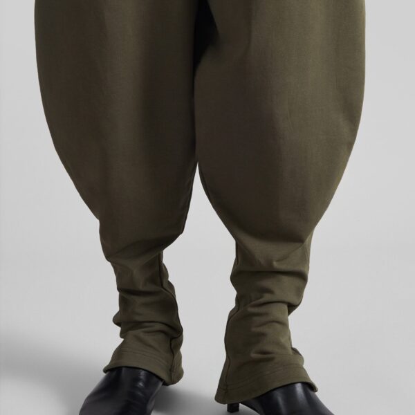 The Frankie Shop Bercy Curved Jersey Joggers - Olive - Oversized Minimalist Pants in Green - Shop at Coveti