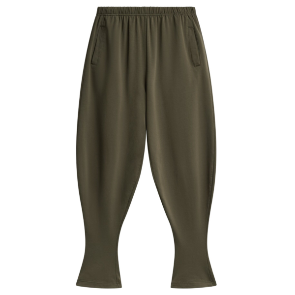 The Frankie Shop Bercy Curved Jersey Joggers - Olive - Oversized Minimalist Pants in Green - Shop at Coveti
