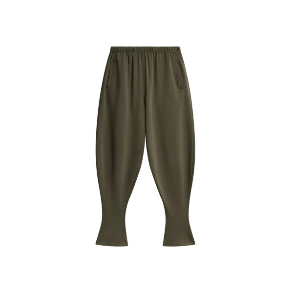 The Frankie Shop Bercy Curved Jersey Joggers - Olive - Oversized Minimalist Pants in Green - Shop at Coveti