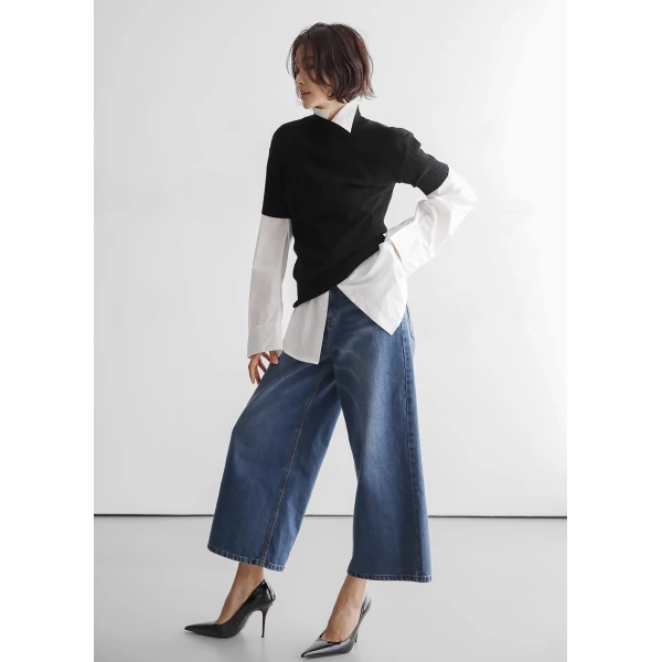 The Frankie Shop Besdon Denim Culottes – Medium Wash, view 5