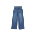 The Frankie Shop Besdon Denim Culottes - Medium Wash - Oversized Minimalist Pants in Grey - Shop at Coveti