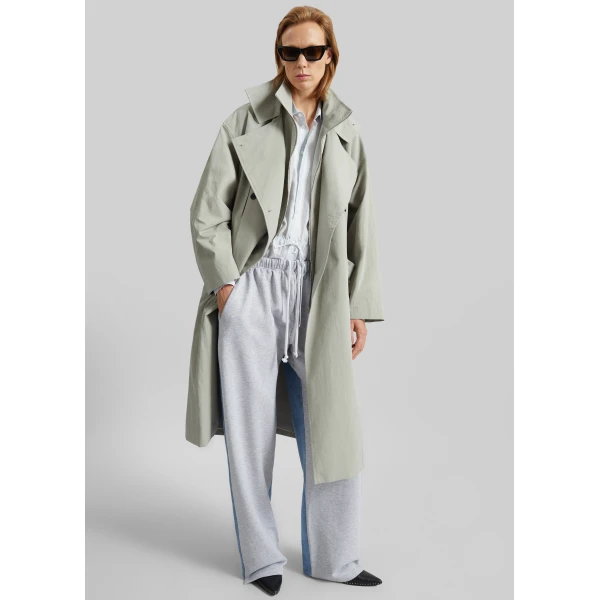 The Frankie Shop Besme Layered Trench Coat – Sage, view 4
