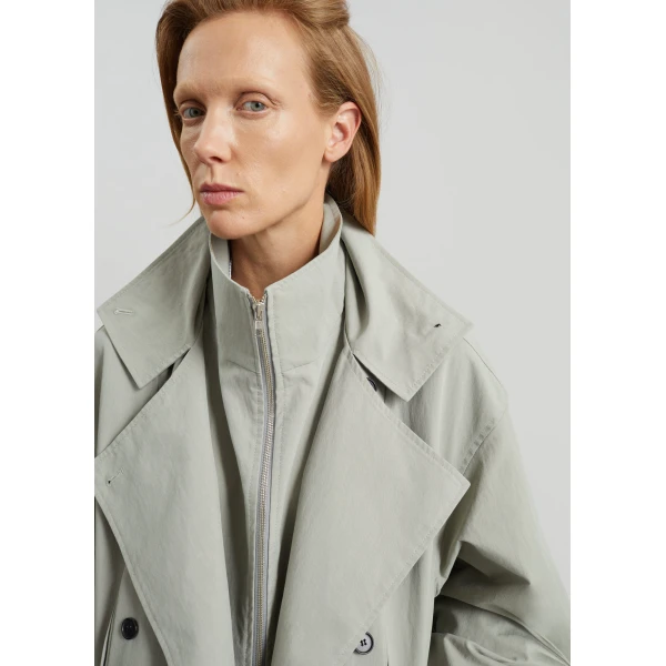 The Frankie Shop Besme Layered Trench Coat – Sage, view 6
