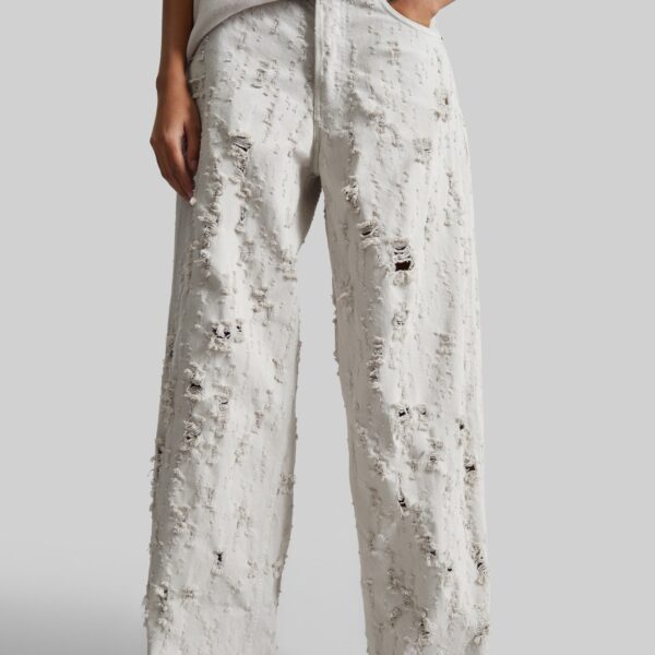 The Frankie Shop Bethany Bull Destroy Jeans - Wind Grey - Oversized Minimalist Pants in Grey - Shop at Coveti