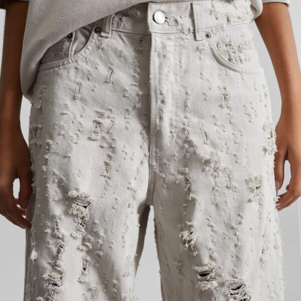The Frankie Shop Bethany Bull Destroy Jeans - Wind Grey - Oversized Minimalist Pants in Grey - Shop at Coveti