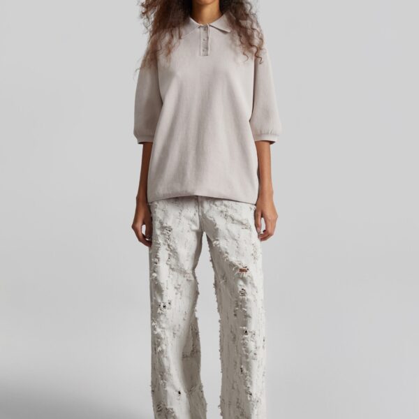 The Frankie Shop Bethany Bull Destroy Jeans - Wind Grey - Oversized Minimalist Pants in Grey - Shop at Coveti