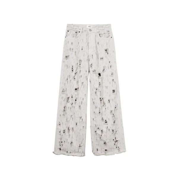 The Frankie Shop Bethany Bull Destroy Jeans - Wind Grey - Oversized Minimalist Pants in Grey - Shop at Coveti