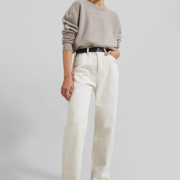 The Frankie Shop Bexley Jeans - Cream - Oversized Minimalist Pants in White - Shop at Coveti