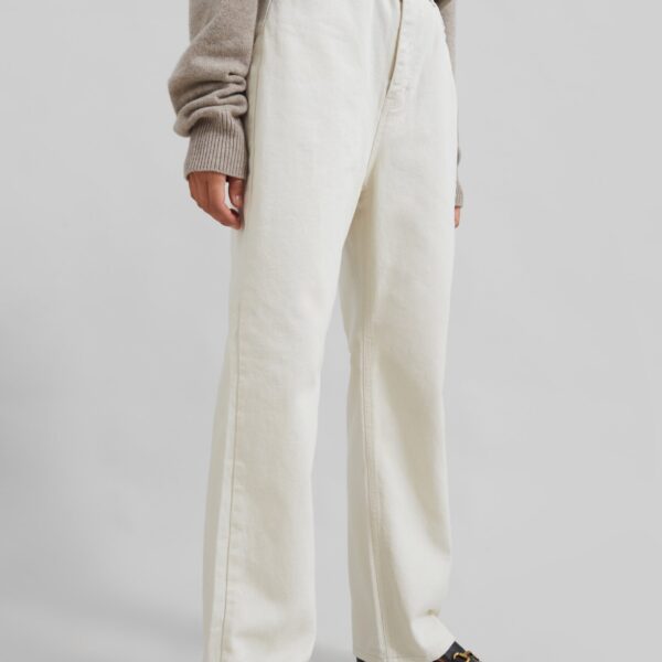 The Frankie Shop Bexley Jeans - Cream - Oversized Minimalist Pants in White - Shop at Coveti
