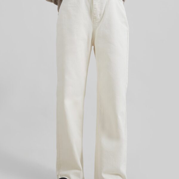 The Frankie Shop Bexley Jeans - Cream - Oversized Minimalist Pants in White - Shop at Coveti