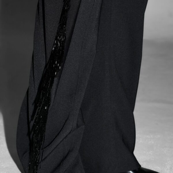 The Frankie Shop Bianca Fringed Barrel Leg Pants - Black - Oversized Minimalist Pants in Black - Shop at Coveti