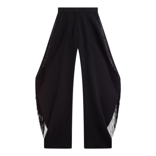 The Frankie Shop Bianca Fringed Barrel Leg Pants - Black - Oversized Minimalist Pants in Black - Shop at Coveti