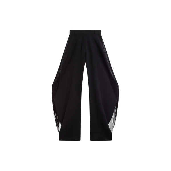 The Frankie Shop Bianca Fringed Barrel Leg Pants - Black - Oversized Minimalist Pants in Black - Shop at Coveti