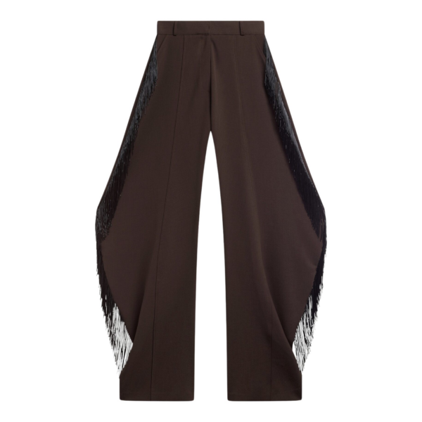 The Frankie Shop Bianca Fringed Barrel Leg Pants - Brown - Oversized Minimalist Pants in Beige - Shop at Coveti