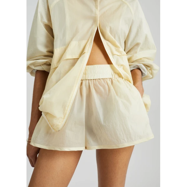 The Frankie Shop Bicos Sheer Mini Track Shorts – Pale Yellow, view 4