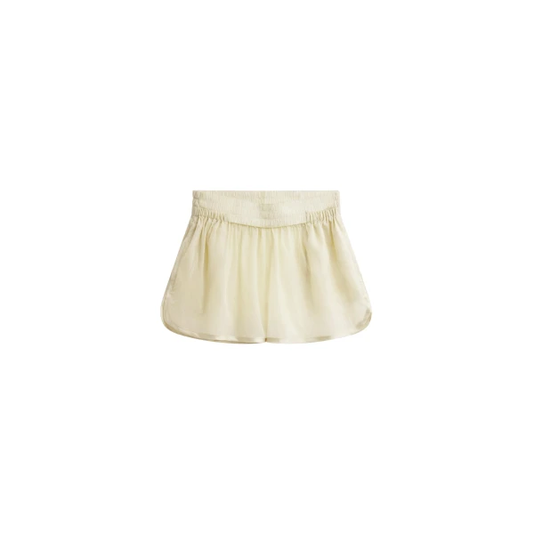 The Frankie Shop Bicos Sheer Mini Track Shorts - Pale Yellow - Oversized Minimalist Shorts in Yellow - Shop at Coveti