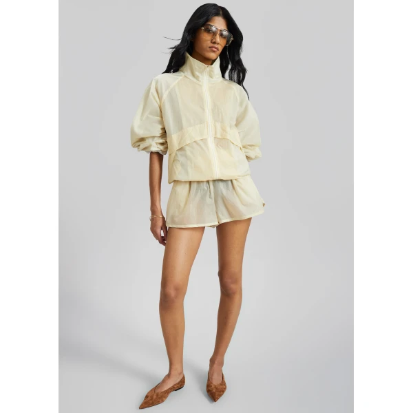 The Frankie Shop Bicos Sheer Track Jacket – Pale Yellow, view 3