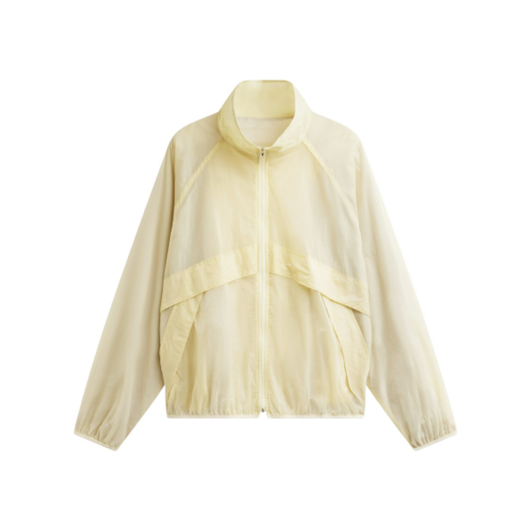 The Frankie Shop Bicos Sheer Track Jacket - Pale Yellow - Oversized Minimalist Jackets in Yellow - Shop at Coveti