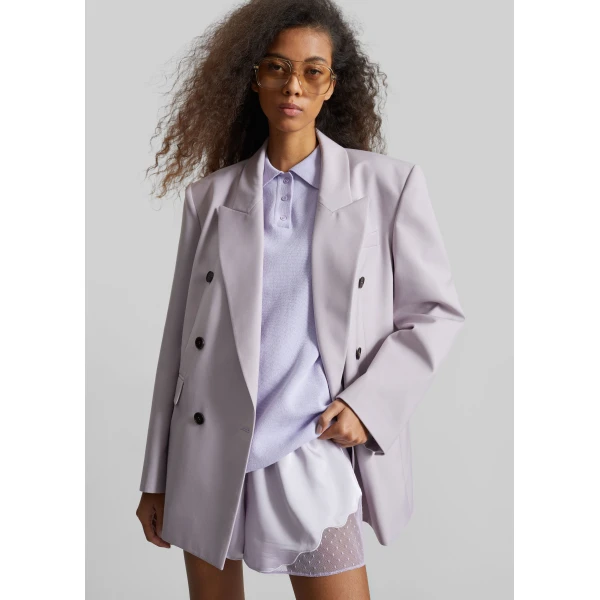 The Frankie Shop Bielsa Double Breasted Blazer – Lavender, view 2