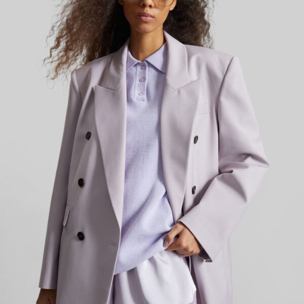 The Frankie Shop Bielsa Double Breasted Blazer - Lavender - Oversized Minimalist Jackets in Purple - Shop at Coveti