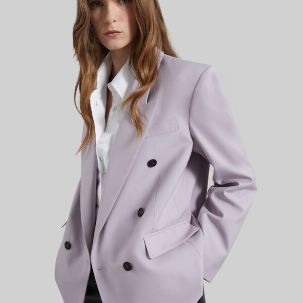 The Frankie Shop Bielsa Double Breasted Blazer - Lavender - Oversized Minimalist Jackets in Purple - Shop at Coveti