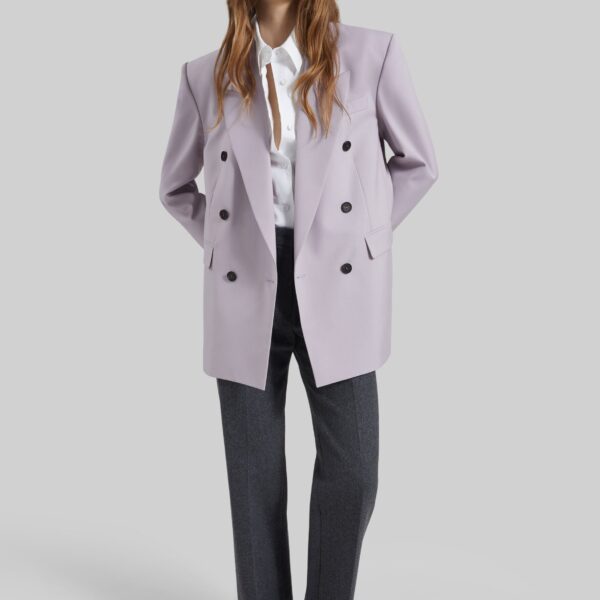The Frankie Shop Bielsa Double Breasted Blazer - Lavender - Oversized Minimalist Jackets in Purple - Shop at Coveti
