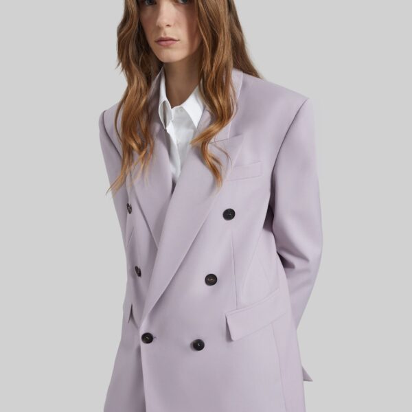 The Frankie Shop Bielsa Double Breasted Blazer - Lavender - Oversized Minimalist Jackets in Purple - Shop at Coveti