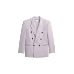 The Frankie Shop Bielsa Double Breasted Blazer - Lavender - Oversized Minimalist Jackets in Purple - Shop at Coveti