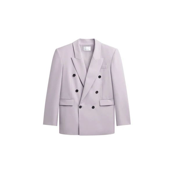The Frankie Shop Bielsa Double Breasted Blazer - Lavender - Oversized Minimalist Jackets in Purple - Shop at Coveti