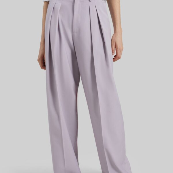 The Frankie Shop Bielsa Pleated Trousers - Lavender - Oversized Minimalist Pants in Purple - Shop at Coveti