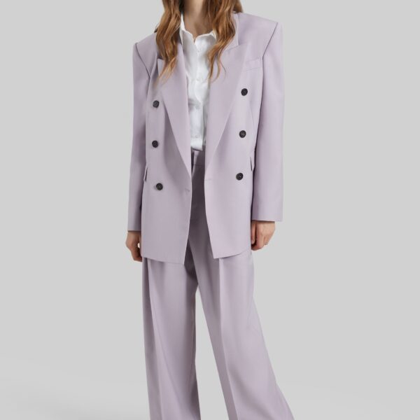 The Frankie Shop Bielsa Pleated Trousers - Lavender - Oversized Minimalist Pants in Purple - Shop at Coveti