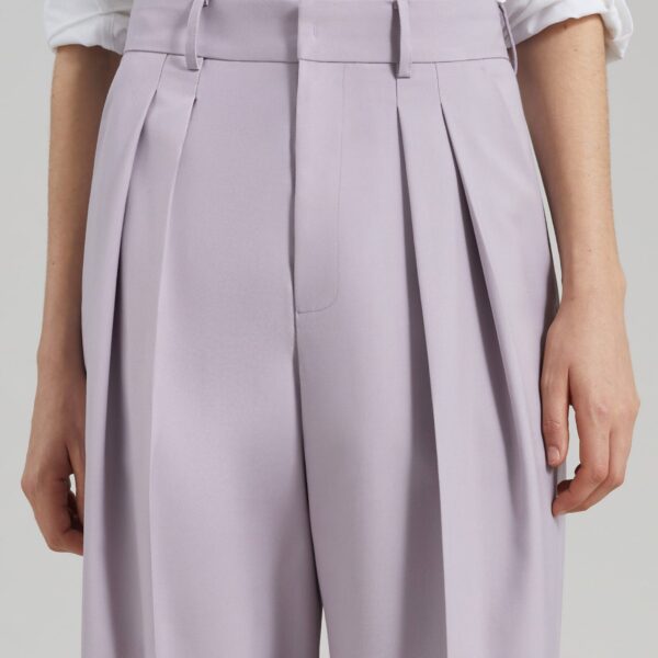 The Frankie Shop Bielsa Pleated Trousers - Lavender - Oversized Minimalist Pants in Purple - Shop at Coveti