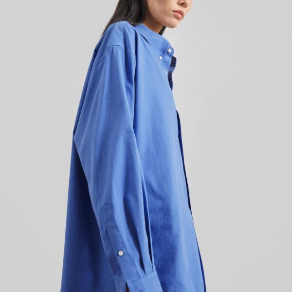 The Frankie Shop Bijnor Oxford Shirt - Blue - Oversized Minimalist Tops in Blue - Shop at Coveti