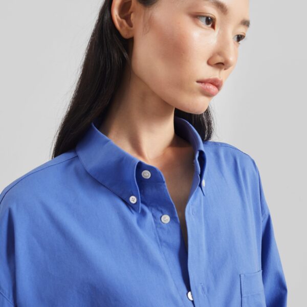 The Frankie Shop Bijnor Oxford Shirt - Blue - Oversized Minimalist Tops in Blue - Shop at Coveti