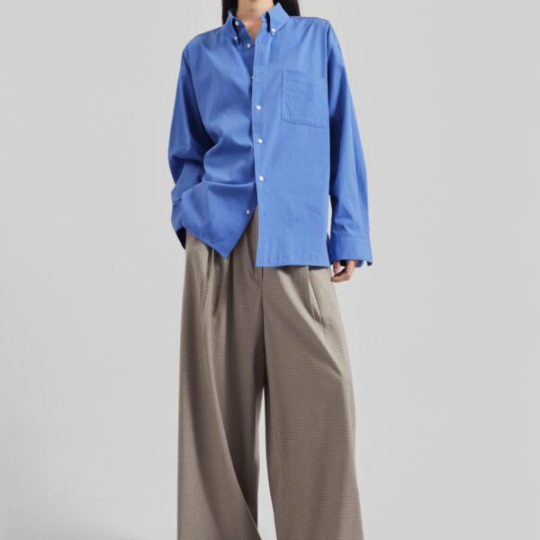 The Frankie Shop Bijnor Oxford Shirt - Blue - Oversized Minimalist Tops in Blue - Shop at Coveti
