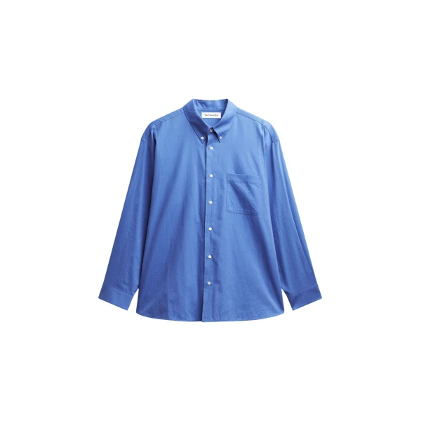 The Frankie Shop Bijnor Oxford Shirt - Blue - Oversized Minimalist Tops in Blue - Shop at Coveti