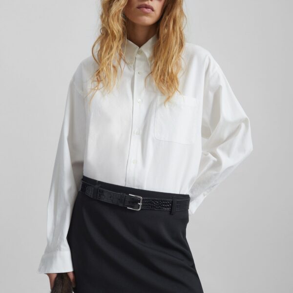 The Frankie Shop Bijnor Oxford Shirt - White - Oversized Minimalist Tops in White - Shop at Coveti