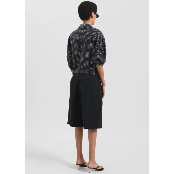 The Frankie Shop Bilbao Pleated Linen Bermuda Shorts – Black, view 6