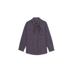 The Frankie Shop Bitry Scarf Shirt - Brown Plaid - Oversized Minimalist Tops in Multicolour - Shop at Coveti