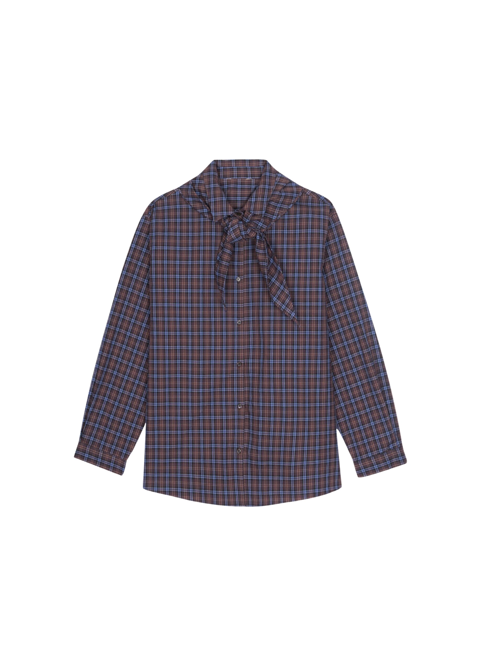 The Frankie Shop Bitry Scarf Shirt – Brown Plaid